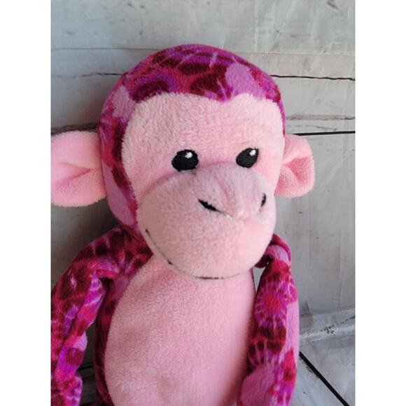Hanging tie dye pink monkey Stuffed Animal Hook Loop Hands 16 Inches - Picture 3 of 8